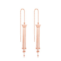 Ryual 18K金耳线 Au750玫瑰金皇冠长款耳坠 彩金女士流苏耳环耳饰 黄金计价款时尚百搭送恋人女友