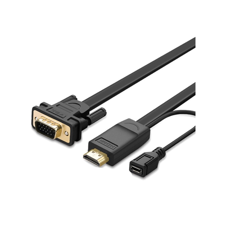 绿联转线转转接线通用电脑连接线转转换 hdmi转vga线 扁线款(不支持互转) 3米