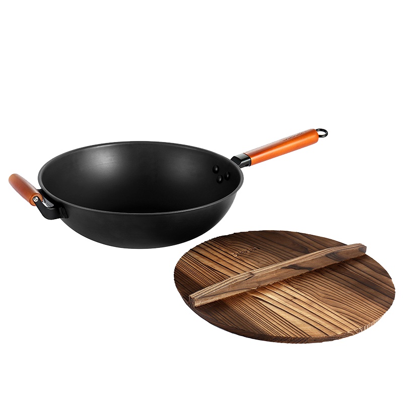 戴德daeden 德国炒锅 无涂层铸铁锅32cm 家用章丘电磁炉燃气灶适用炒菜不粘锅