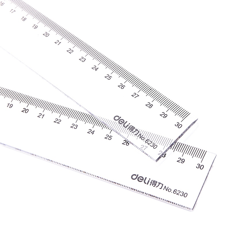 得力6230 30cm 透明直尺 /有机直尺/ 塑料尺