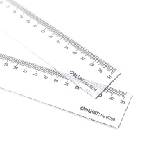 得力6230 30cm 透明直尺 /有机直尺/ 塑料尺