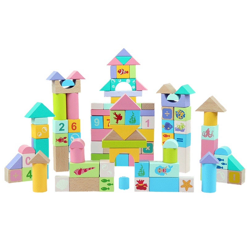 米米智玩 奇幻海洋积木2-3岁木制早教宝宝智力男女孩创意益智玩具