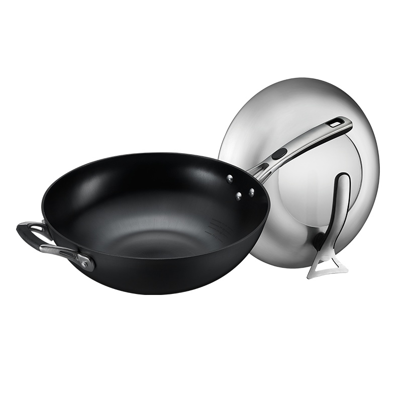 ASD/爱仕达锈不了无涂层铸铁炒锅CF32Z1Q加厚旋风节能底铸铁炒锅