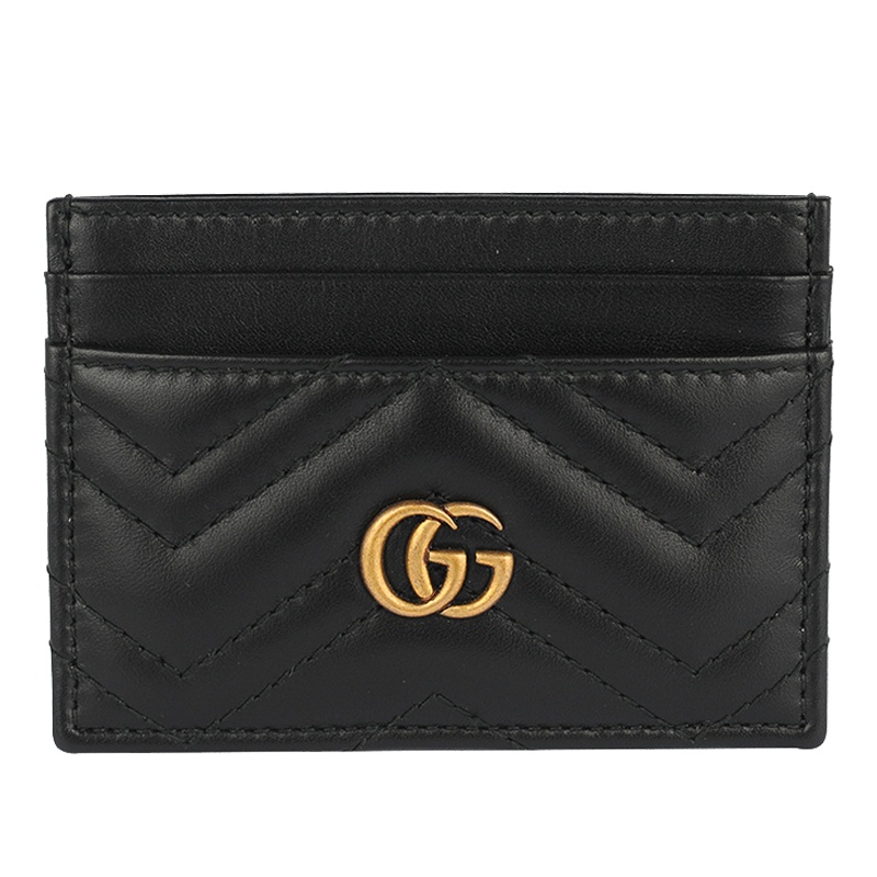 GUCCI古驰女卡包古奇女士时尚牛皮经典压花短款卡包443127DRW1T1000 黑色 443127DRW1T1000