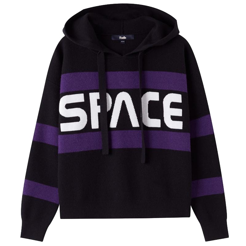 拉夏贝尔连帽针织女士2018新款宽松韩版学生打底内搭上衣女秋毛衣条纹撞色20013754