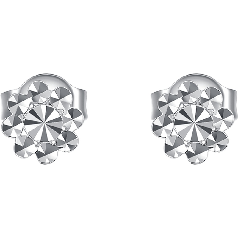 周大生Pt950铂金耳钉女时尚白金耳环车花花形简约正品耳饰气质