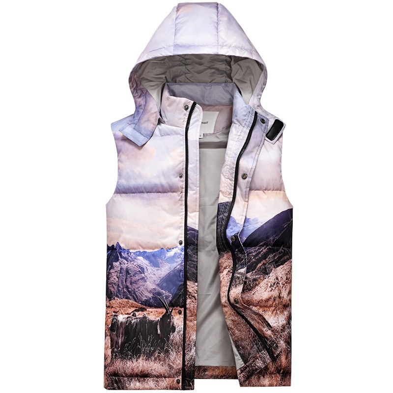 马克华菲羽绒服马甲男2020冬季连帽潮流宽松花背心新款潮牌外套