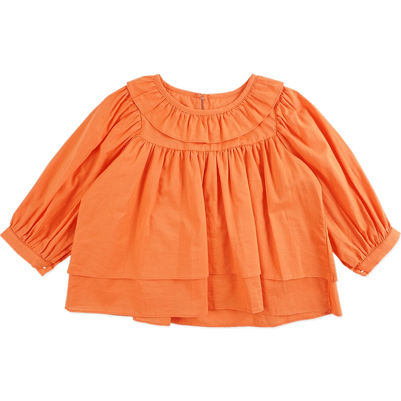 婴姿坊春季纯色百搭休闲褶边淑女女童上装