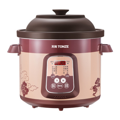 天际DGD50-50ZWD紫砂电炖锅紫砂内胆单胆煮粥煲汤锅陶瓷家用砂锅全自动预约定时5L炖锅适用5-7人