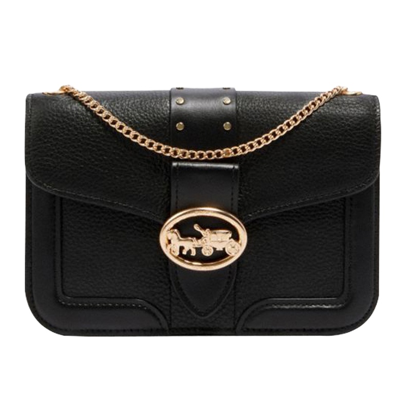 COACH 蔻驰 女士黑色PVC配皮单肩包 斜挎包 F6925IMBLK