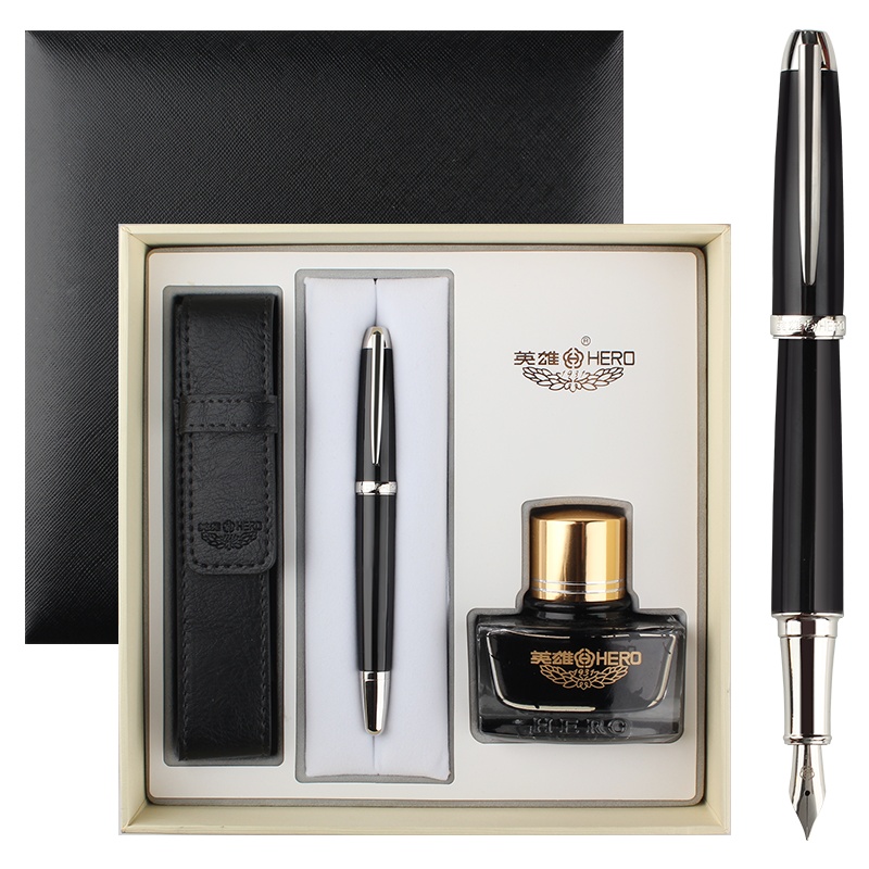 英雄(HERO)钢笔H650礼盒套装H605C成人商务办公男士女学生用练字签字笔