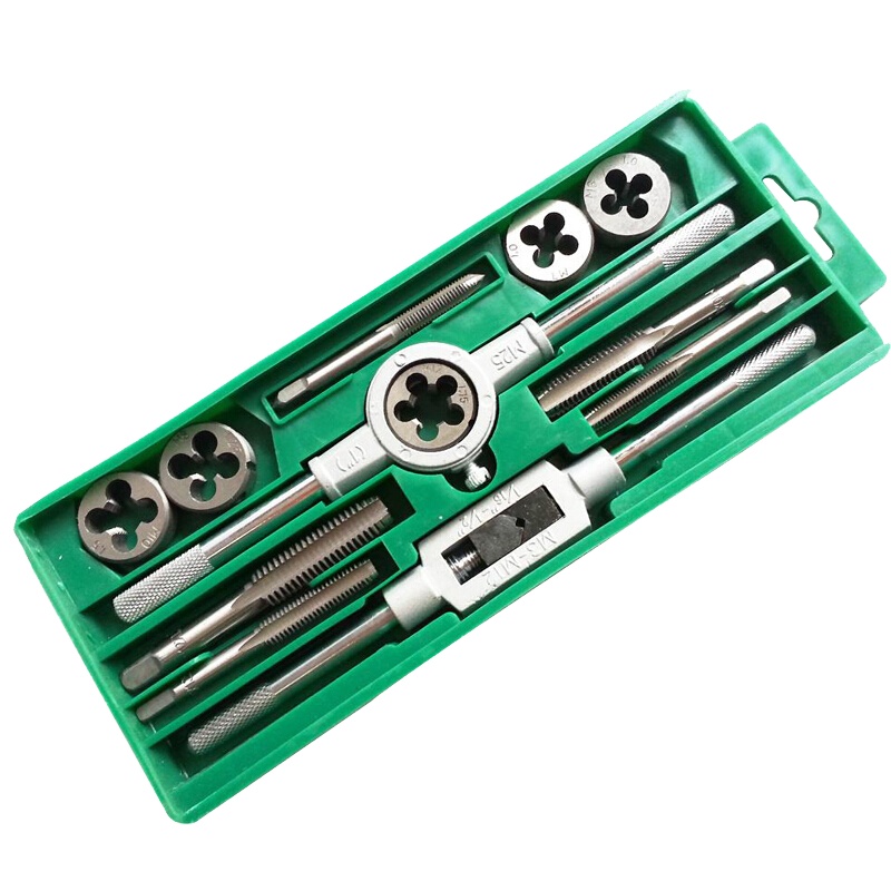 12PCS 丝锥板牙组套 螺纹丝锥手动丝锥公制板牙组套