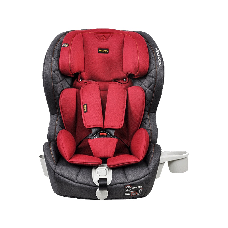 Welldon惠尔顿儿童安全座椅汽车9个月-12岁isofix婴儿宝宝酷睿宝玫瑰红