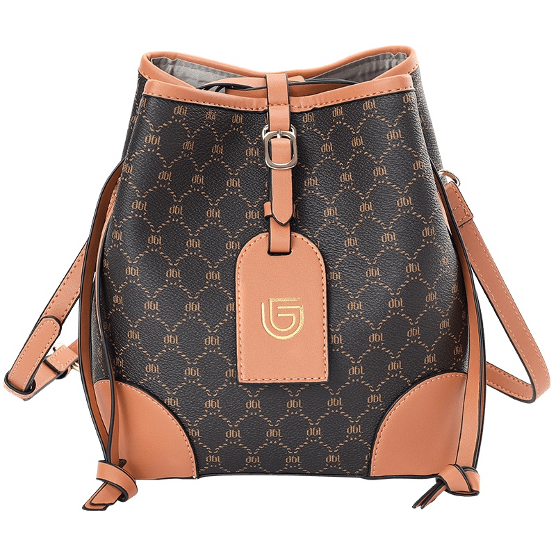 dubaolu/都宝路【小巧撞色水桶包】新款复古轻盈单肩包百搭斜挎包女包