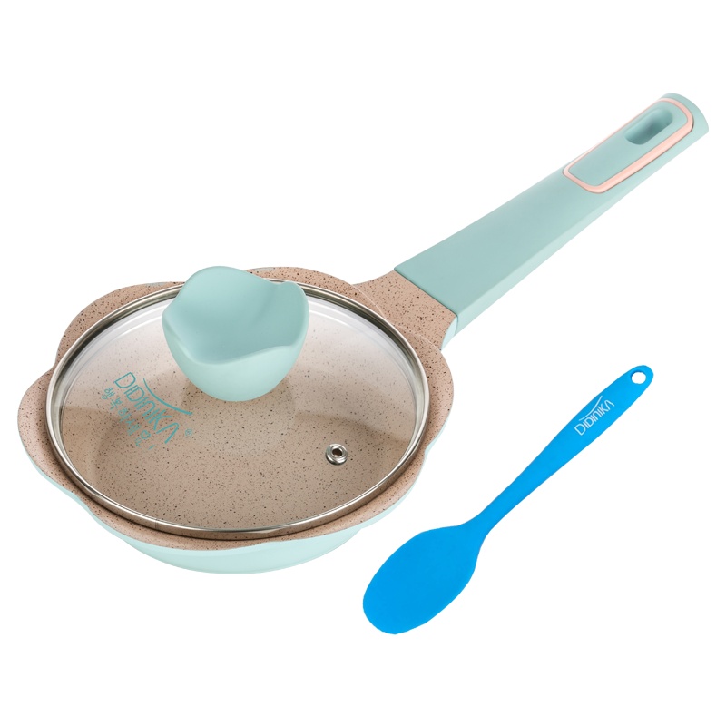 迪迪尼卡(Didinika)辅食锅婴儿奶锅16cm小锅平底煎锅麦饭石不粘锅多功能一体锅