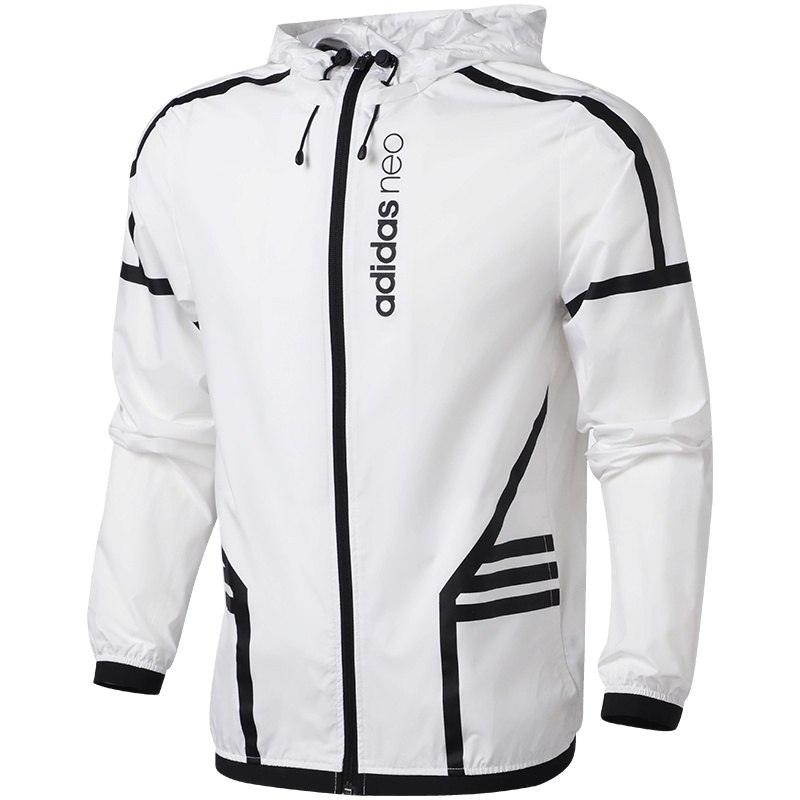 adidas阿迪达斯NEO男子外套夹克连帽休闲运动服DU8156 L DU8156白色