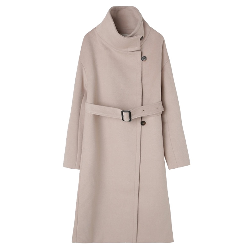 拉贝缇秋季女呢子大衣韩版修身纯色直筒淑女毛呢外套60300695