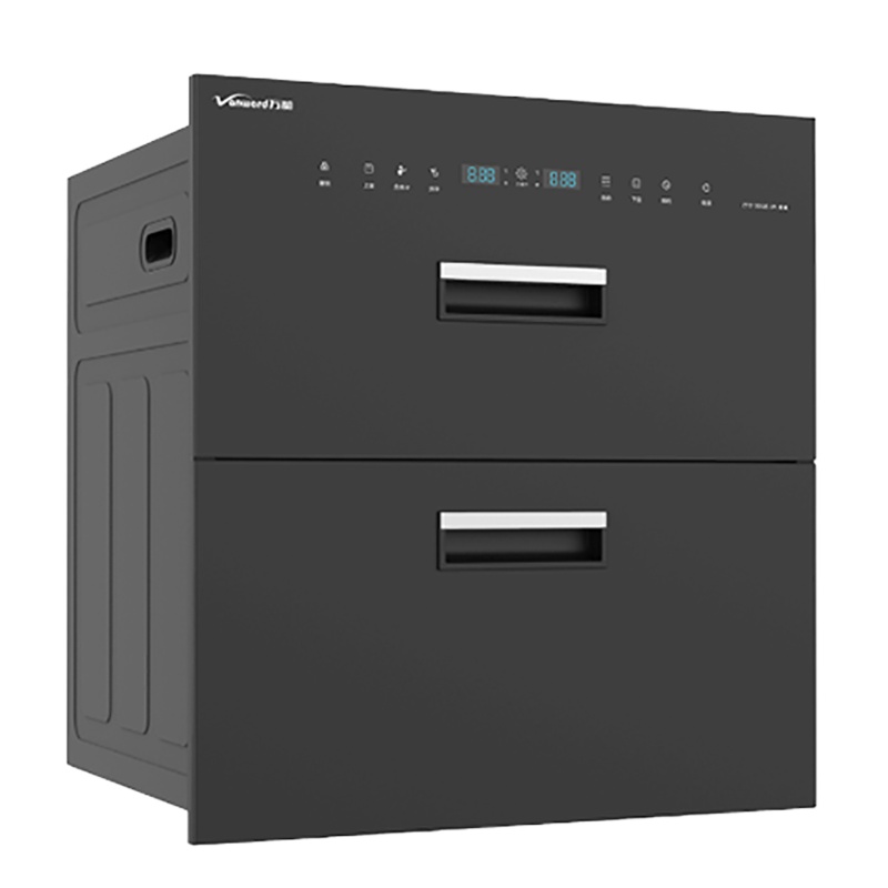 万和嵌入式消毒柜ZTD100QE-3A 黑晶玻璃面板 ; 高贵典雅、安全耐用、易清洁;上室臭氧消毒、下室高温消毒