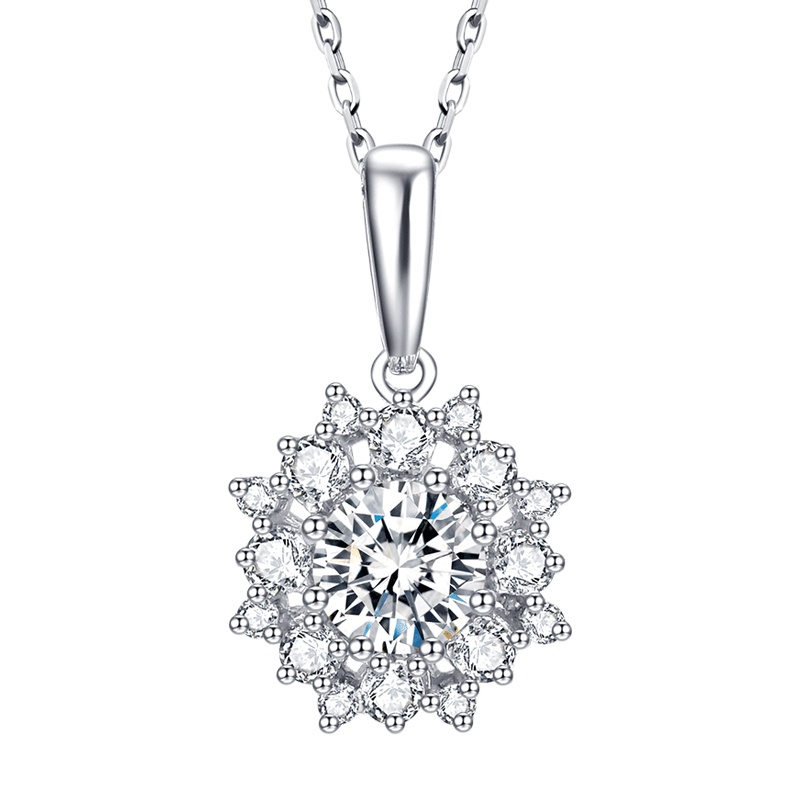 喜钻 【花漾系列】18K金共75分H色群镶钻石项链钻石吊坠