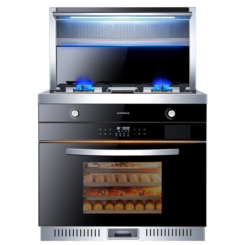 康佳(KONKA) KD04 厨房环保灶电蒸一体灶台 侧吸式抽油烟机燃气灶电蒸箱套装 液化气 集成灶