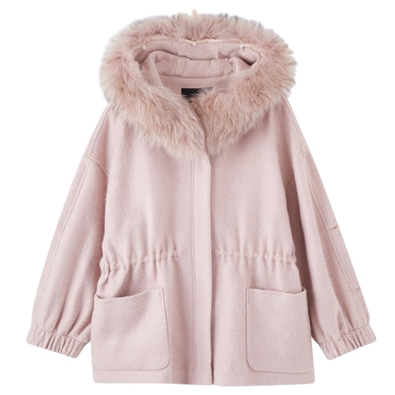 拉夏贝尔冬款女小香风纯色加厚短款大衣