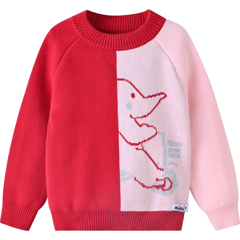 [2折价:49元]铅笔俱乐部童装女小童毛衫2022秋冬新款儿童毛衣宝宝撞色针织衫