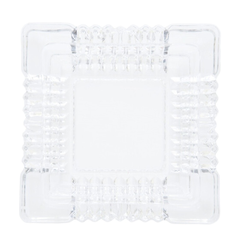 得力 客厅办公透明玻璃缸 简洁大方 白色烟灰缸 9578 12*12cm