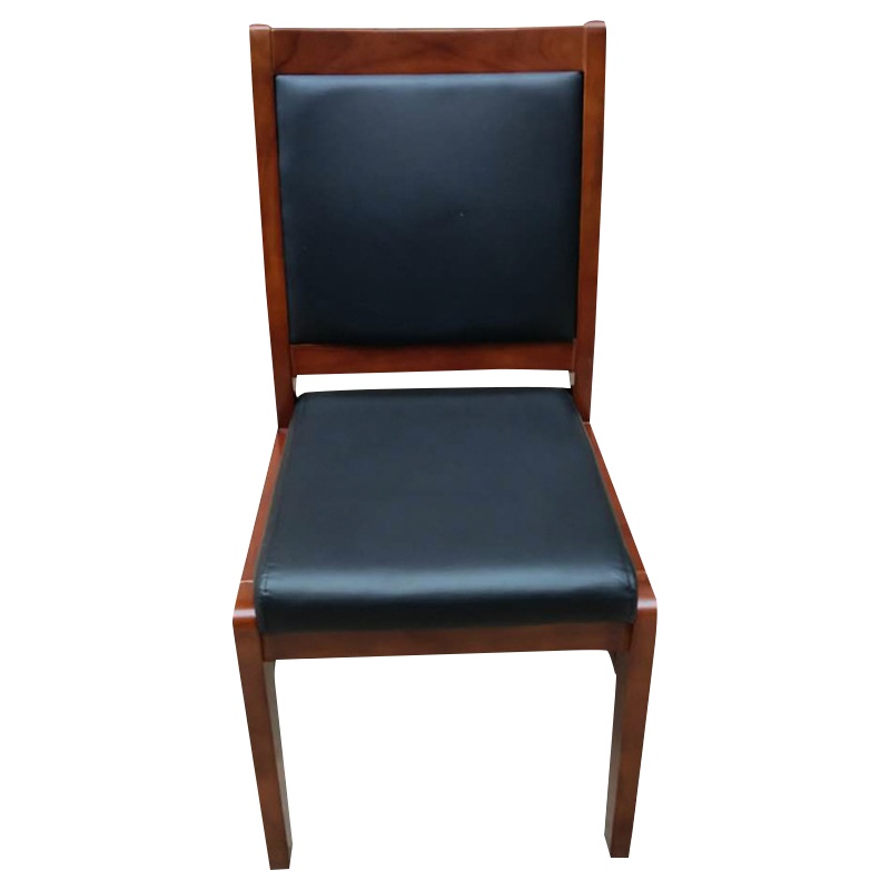 质凡实木办公椅皮质培训职员会议麻将棋牌四脚椅子家用餐桌会客休闲椅