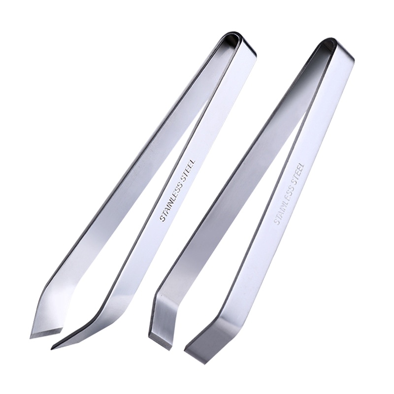 海斯迪克 gnjz-264 加厚拔毛钳 不锈钢镊子(2个)除毛钳工具 猪毛钳拔鸡毛夹鱼骨拔毛夹镊子 (平口款+斜口款)