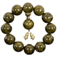 梵心阁 金丝楠手串水波纹 金丝 满水波纹精品金丝楠木手串佛珠 男女手串 送礼手链 阴沉木20mm 猫眼金丝楠