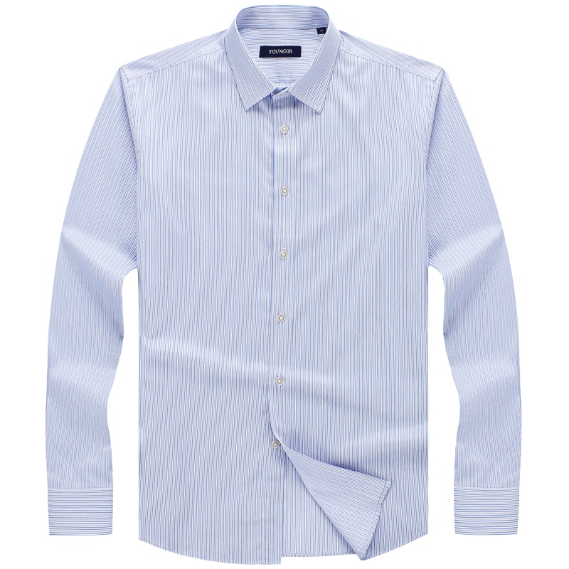 Youngor/雅戈尔秋季男士纯棉DP免烫商务休闲条纹长袖衬衫137HJA