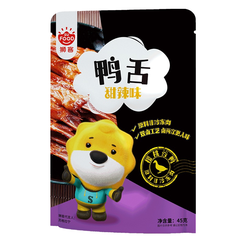狮客[苏宁自主品牌]甜辣鸭舌45g鸭肉零食