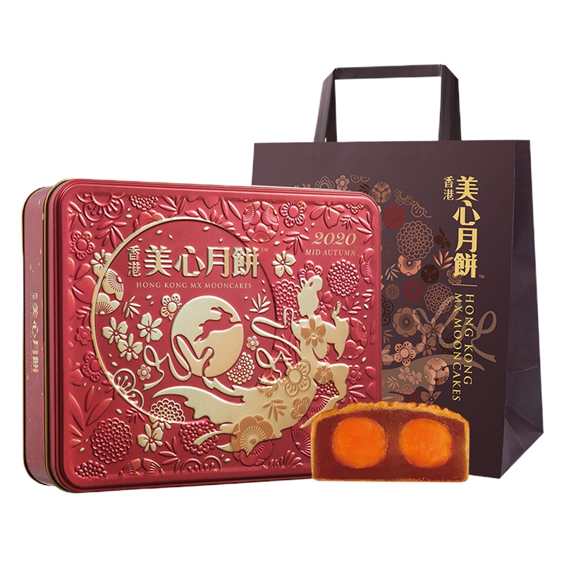 美心（Meixin）双黄莲蓉 港式中秋月饼740g 4枚装