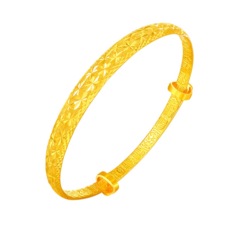 壹仟俩黄金手镯金满天星牛鼻手镯链女士时尚生日结婚礼物足金计价S0006