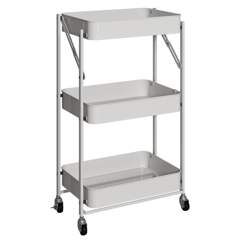 炊大皇(COOKER KING)厨房置物架 储物收纳落地3层 卧室浴室移动置物架书架多层 白色CA01MA