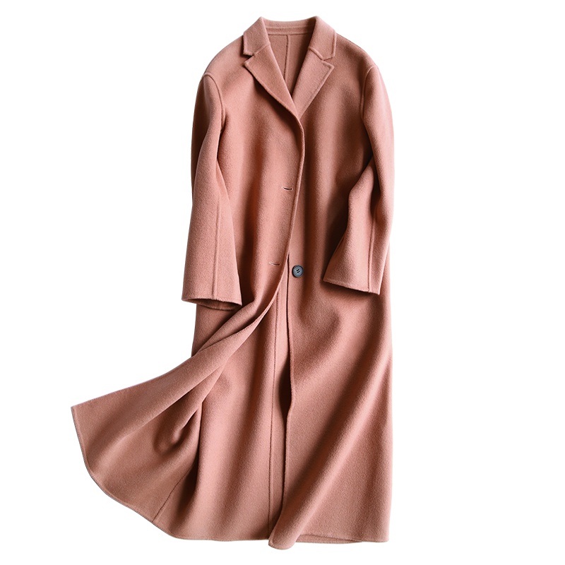 高梵(GOLDFARM)时尚休闲韩版保暖长款双面呢大衣100%羊毛呢子女式大衣