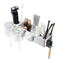 心海伽蓝(SHKL)卫生间壁挂置物架免打孔牙刷漱口杯塑料收纳盒纸巾架吹风机架 风筒架