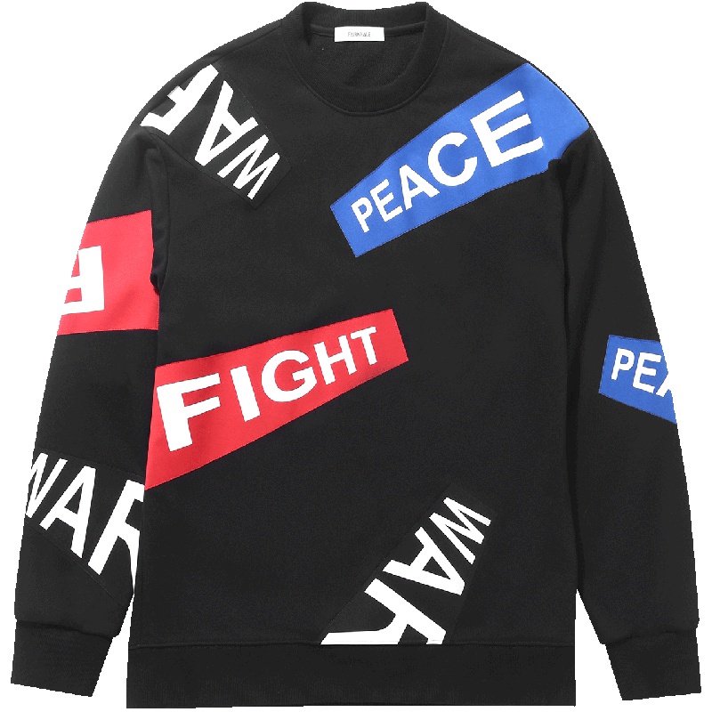 马克华菲男装春新款潮流撞色印花套头男式卫衣