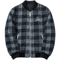 千纸鹤男装秋冬款夹克外套2019新款青年磨毛格子上装外衣男30276