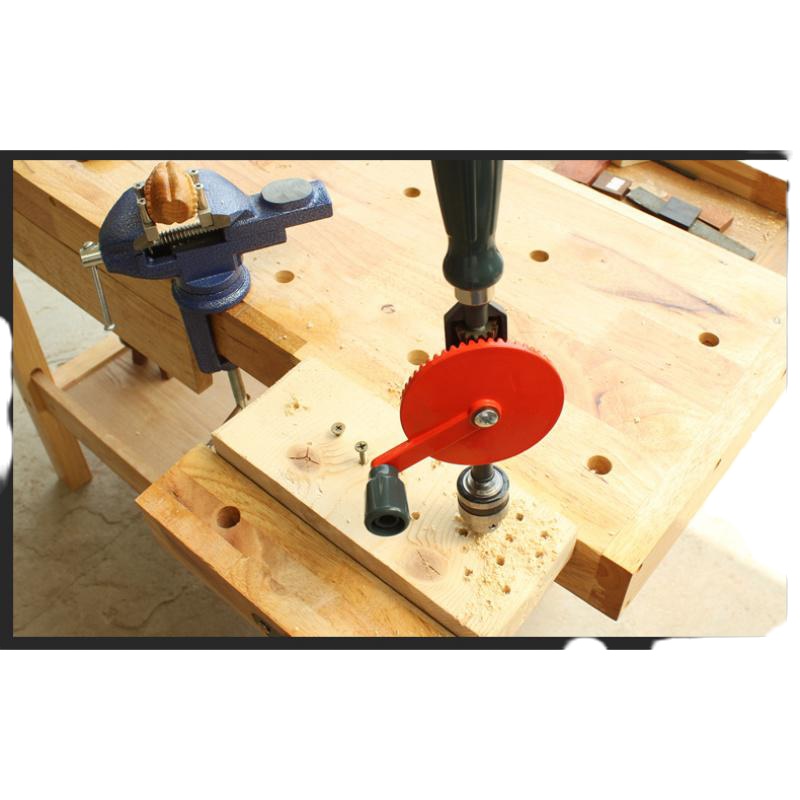 手摇钻木工 DIY手钻打孔器 木艺手工家用工具开孔器[升级版手摇钻]送十支钻头套装