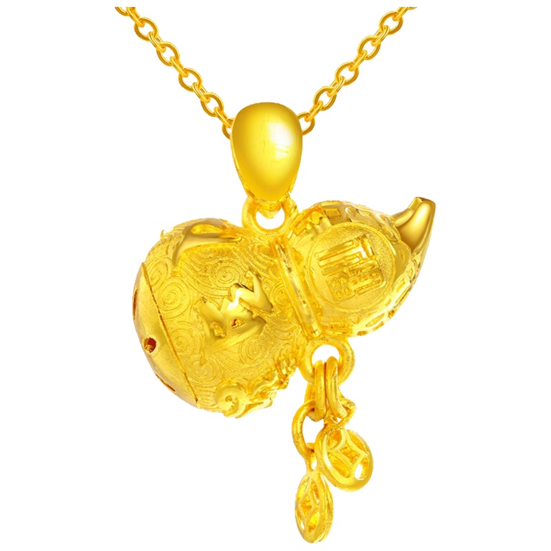 翠绿 黄金吊坠 足金999女款福禄葫芦吊坠 金重约4.2-4.3克 A01000041722