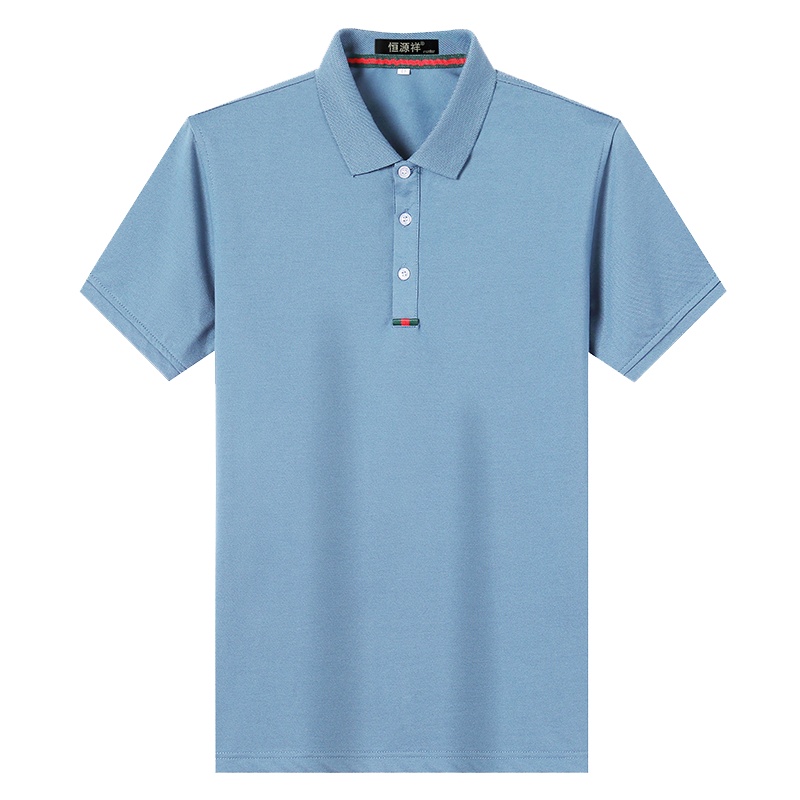 恒源祥男士T恤2021夏季新款翻领纯色短袖T恤男士商务休闲体恤上衣