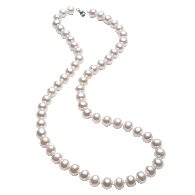 S925银7-8mm淡水珍珠项链强光近圆珍珠送长辈送朋友女友礼物生日母亲节礼物