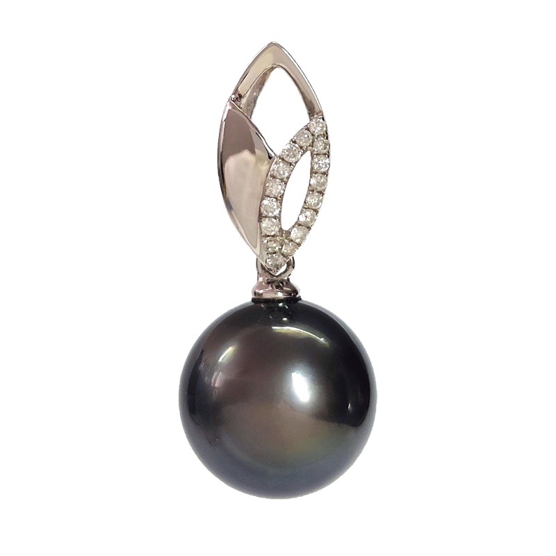 缘源珠宝 天然海水珍珠吊坠 18K金镶钻时尚气质珍珠吊坠 女款 附送证书 不含链