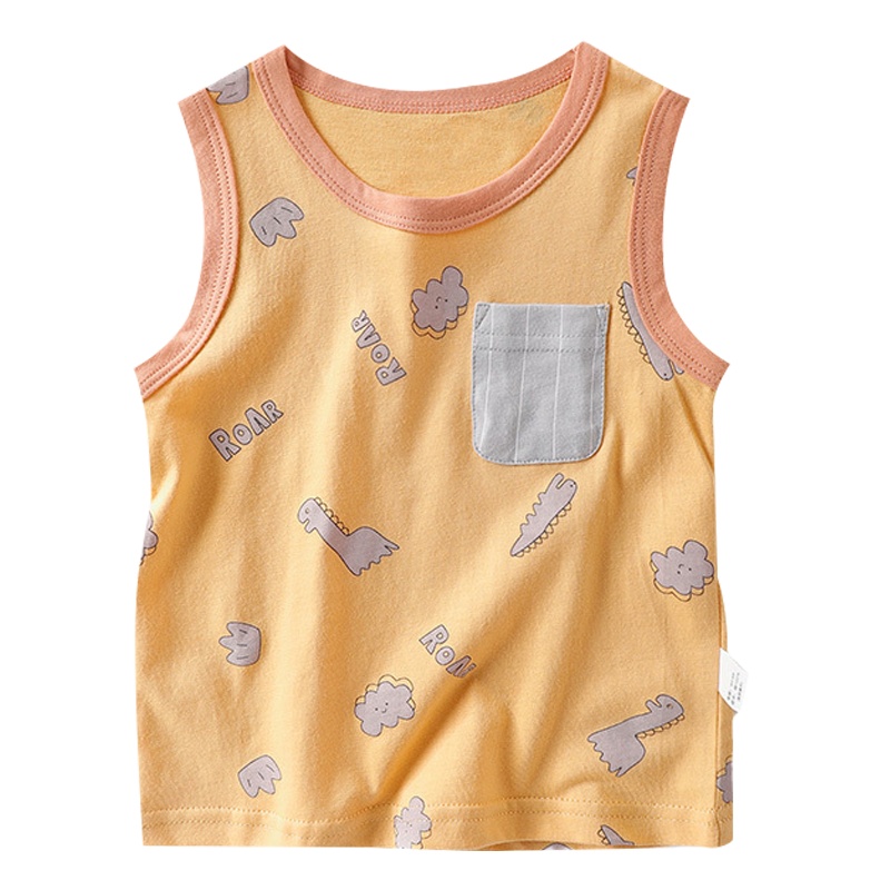 猫人儿童背心纯棉男童夏装小背心男宝宝打底无袖婴儿上衣春秋季