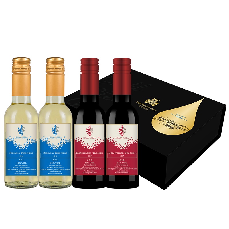 德国原瓶进口帝博利(DIEHL BLEES)葡萄酒莱茵黑森夏日缤纷礼盒套装四支装200ml*4(干红+半甜白)