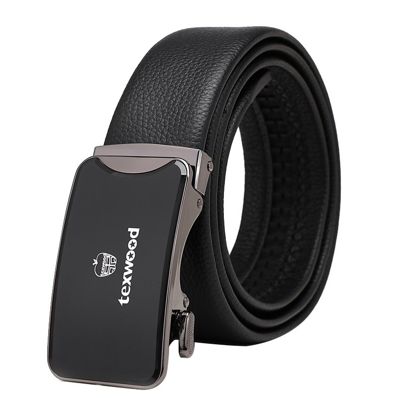 texwood萍果牌 皮带男自动扣真皮商务休闲腰带男士简约礼盒装裤腰带头层牛皮百搭裤带