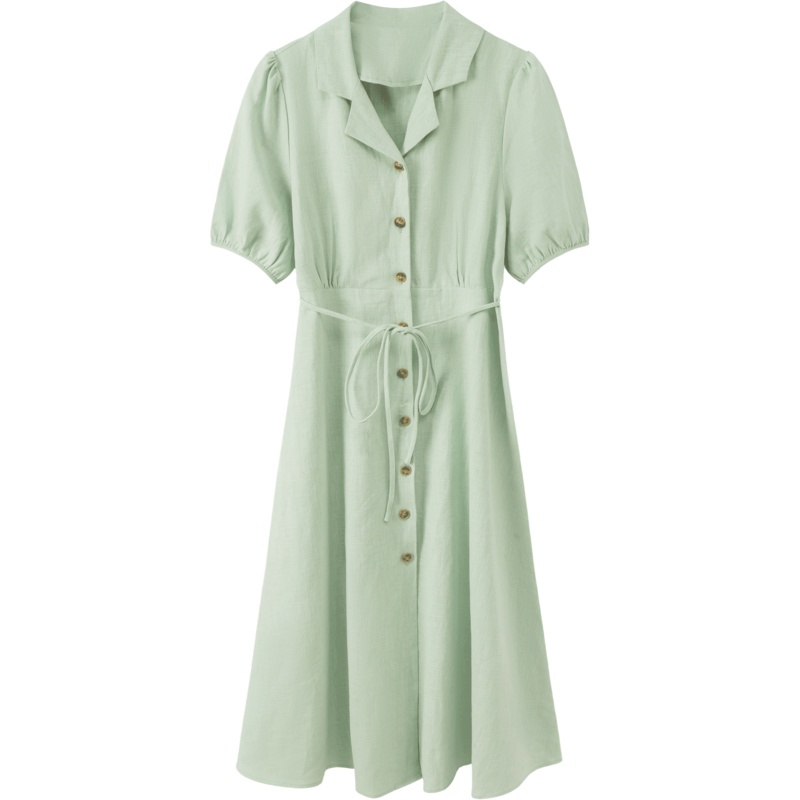 OtherMix西装领连衣裙2021年夏季新款复古灯笼袖温柔系长裙子女潮