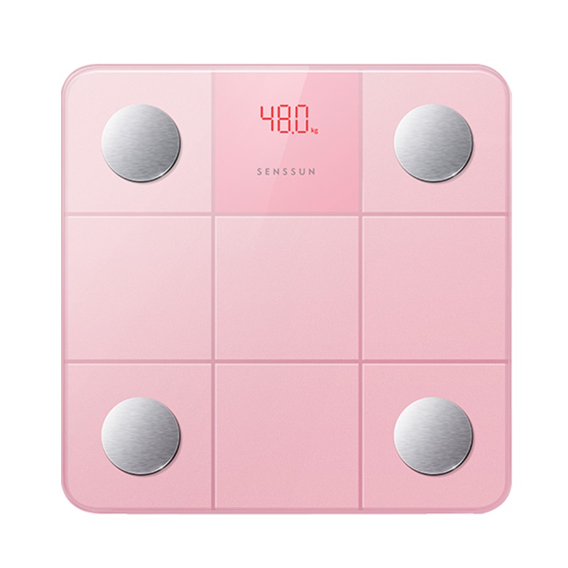 香山电子体重秤家用精准耐用智能测脂肪女生宿舍小型人体秤 艺心 蝶粉 充电款