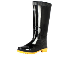 回力雨鞋高筒黑色男士钓鱼鞋防水鞋防滑套鞋夏季牛筋底雨靴男 （43码）